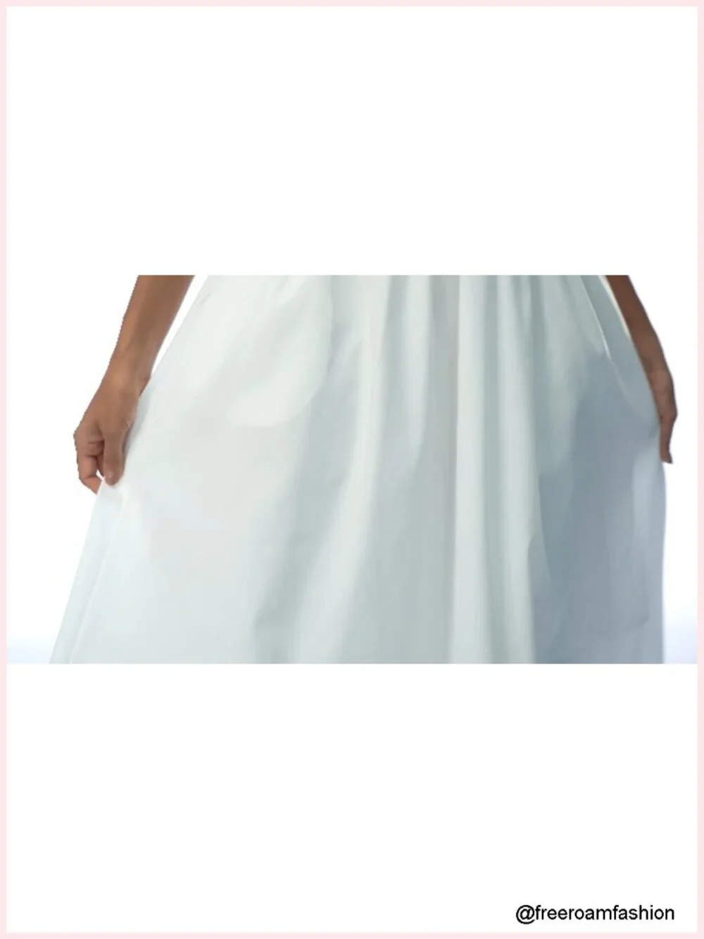 A-Line Midi Skirt Elastic High Waist Pleated Flowy Beach Long Skirt with Pocket